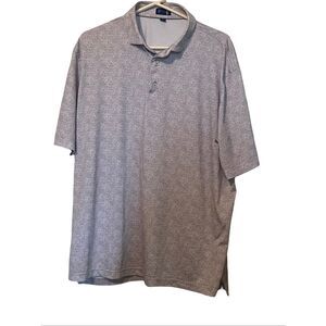 Stitch Gray White Floral Botanical Short Sleeve Golf Performance Polo Shirt XL